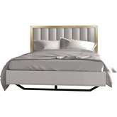 Fiocco King Bed in Gloss White Lacquer & Gold